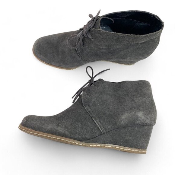 Franco Sarto Wedge Heel Shooties Gray Suede Leather Size 9 Ankle Boots 2.5" Heel - Picture 4 of 8